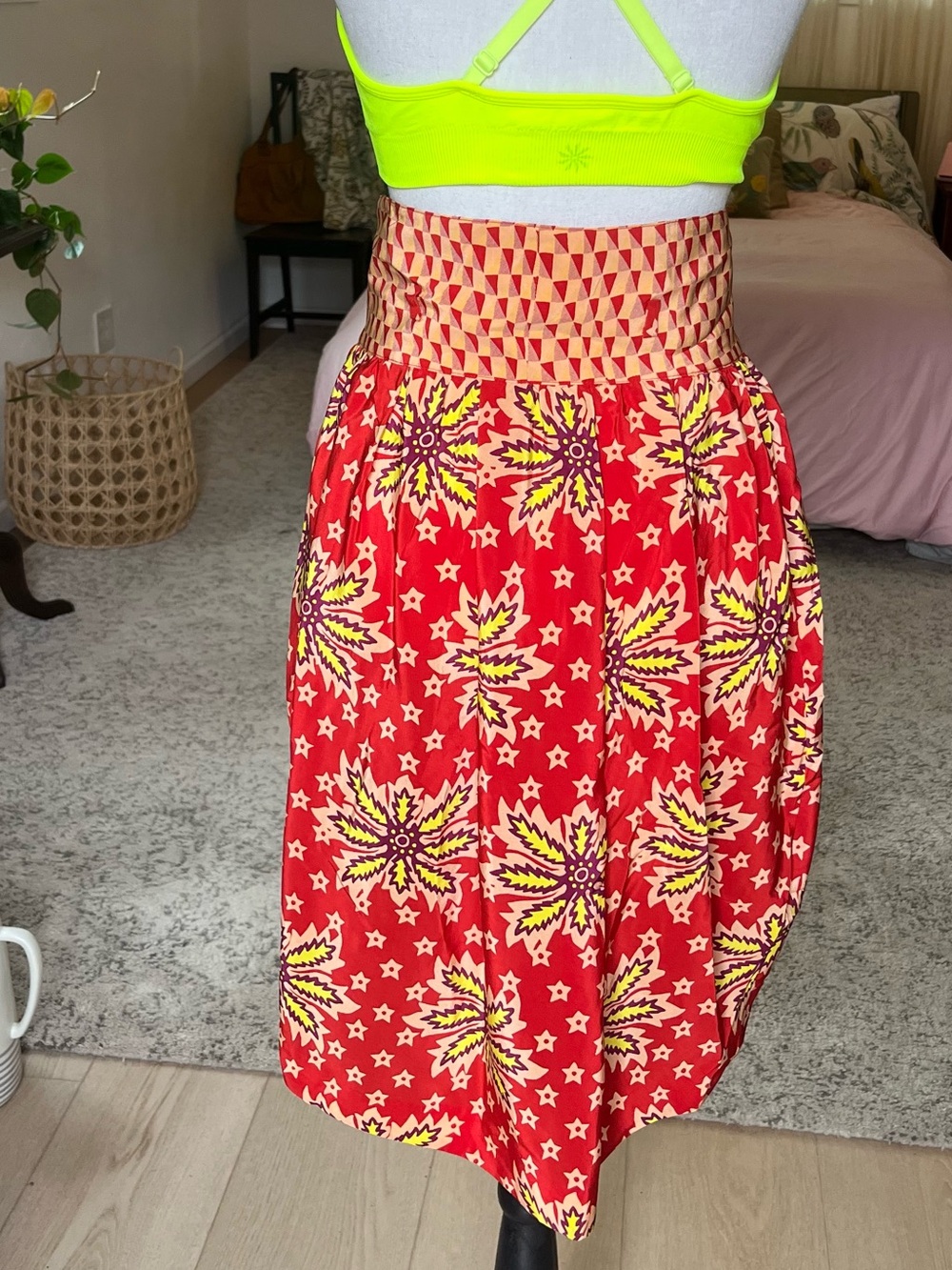 SUNO Sustainable Luxury Women's Skirt Size 4 / Small Red Button Pockets Unique - Picture 4 of 16